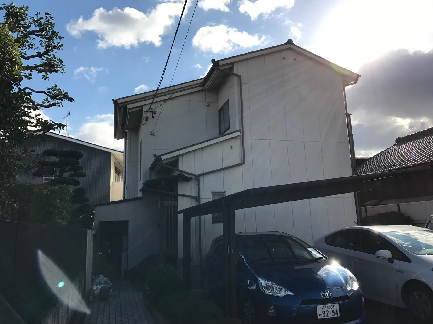 白系の外壁だった昭和区住宅の外壁塗装前